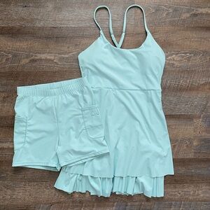 Mint green exercise dress and shorts, size small